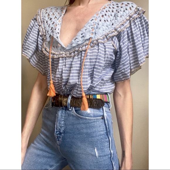 Free People Tops - NWOT Free People Crochet Collar Blouse